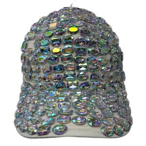 Jane & Berry Snapback Hat White One Size Rhinestone Gemstone Encrusted Bling